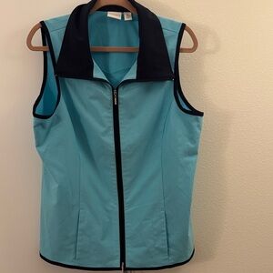 Chico's Teal and Dark Blue Zip-Up Vest